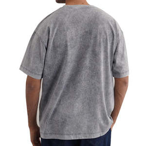 Camisetas de Algodón Lavado al Ácido Premium para Hombre con Logotipo en Relieve, Tela Suave y Transpirable para Uso Casual y de Negocios - Product Image 2