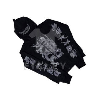 Sweat à capuche en molleton pour homme, coupe décontractée, hiver, 100% coton, tissu éponge français, fermeture éclair avec strass, style streetwear personnalisé - Product Image 5