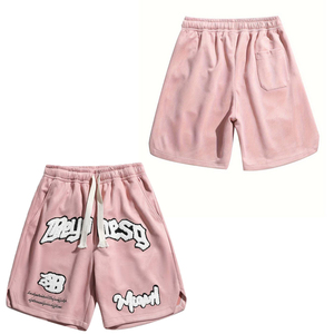 New Arrivals Custom Summer Sweat <b>Shorts</b> 100% Cotton Soft Breathable Fabric Chenille Embroidery <b>Patches</b> Streetwear Casual Style - Product Image 1