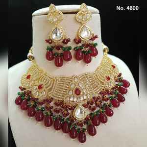 <b>Indian</b> Manufacturer's AD CZ <b>Choker</b> <b>Necklace</b> Gold Plated Wedding Parties Custom-shaped Bride's Attire Bulk - Product Image 1