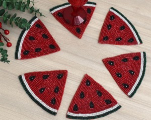 Tranche de pastèque perlée sous-verre fait à la main décoratif boisson tapis été cuisine Table à manger porte-gobelet en vrac fournisseur en gros - Product Image 6