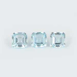 Natural Sky Blue Topaz Square Octagon Faceted Cut Gemstone Wholesale Loose Semiprecious Stone For Jewelry Making Rings Pendants