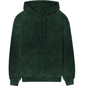 Acid Washed Dark Green Hoodie <b>Oversized</b> Streetwear Unisex Heavyweight Cotton Pullover Hooded <b>Sweatshirt</b> Loose Fit <b>Vintage</b> Casual - Product Image 1