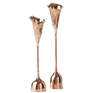 Premium Quality Brass <b>Candle</b> Holders Set Of 2 Rose Gold Metal <b>Flower</b> Shape <b>Candle</b> Stand For Home Decor And Wedding Table Decor - Product Image 1