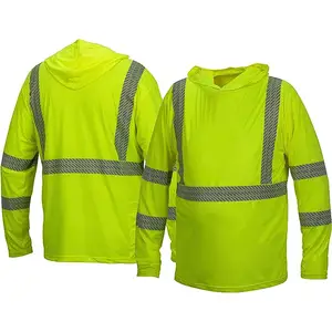 Jaket reflektor pakaian kerja Logo kustom dengan saku dan ritsleting pemasok Australia Pria neon dua warna