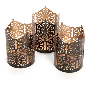 Candelabros de luz de té votivos de Metal para decoración del hogar Vintage de bajo precio, candelabros geométricos con decoración dorada y plateada 2024 - Product Image 4