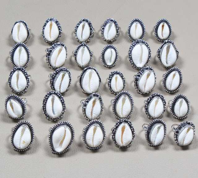 2026 Adjustable Fashion Jewelry Silver Plated Brass Material Bohemian Boho Ethnic Beach Cowrie Shell Seashell Rings For Women