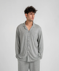 Bas de sommeil décontracté thermique en flanelle de soie/coton durable pour hommes à manches longues-écologique - Product Image 4