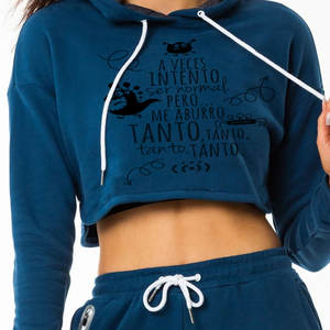 2026 Women's Winter Thick Fleece Cotton Hoodie Set Custom Crop Top Jogger & Stack Sweatpants Solid Pattern Patches Decoration - Product Image 3