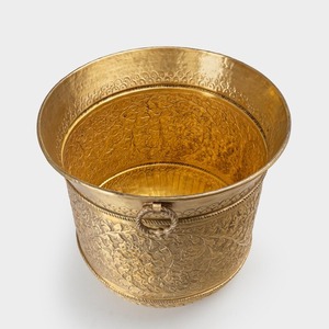 กระถางต้นไม้โลหะสีทองแบบมินิมอลพร้อมที่จับกระถางดอกไม้ในร่มและกลางแจ้ง - Product Image 5