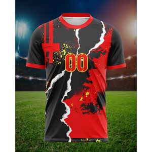 เสื้อฟุตบอลดีไซน์ดิจิทัลสำหรับผู้ชาย สวมใส่สบาย ระบายอากาศได้ดี พร้อมชื่อและหมายเลขที่กำหนดเอง ตัดเย็บอัตโนมัติ - Product Image 1