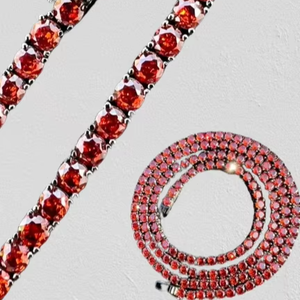 925 เงินสเตอร์ลิงทับทิมสีแดงรอบสร้อยคอเทนนิสสร้อยคออัญมณีที่ใช้สําหรับเครื่องประดับอัญมณีจี้อื่นๆ - Product Image 6
