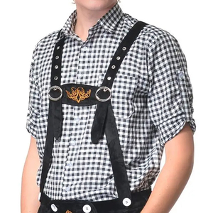 2025 personalizado para hombre negro bávaro Lederhosen ligero ante cuero medio plano a juego tirantes pantalón - Product Image 6