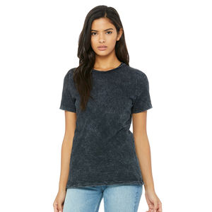 เสื้อยืดแขนสั้นพิมพ์ลายเบลล่า + แคนวาสสำหรับผู้หญิง, เสื้อยืดแขนสั้น CVC สี missy RING-spun Crewneck พร้อมแผ่นปะตกแต่งคอปกเสื้อ - Product Image 3