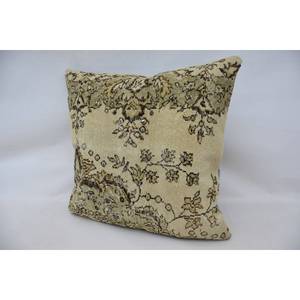 Coussin décoratif en laine beige premium à motifs cachemire, 32x32 pouces, tissé, vintage, carré, écologique, antidérapant, amovible - Product Image 4