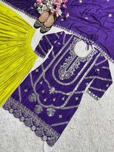 Salwar Kameez Moderno con Bordado Intenso, Seda Chinnon Pura con Trabajo de Lentejuelas, Bordado Completo, para Bodas y Fiestas - Product Image 4