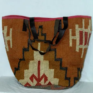 Bolsa indiana de banjara artesanal de juta, Bolsa de ombro Tote mulher antiga indiana, Bolsa Tribal Vintage
