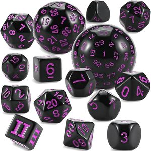 ชุดลูกเต๋า DND 15ชิ้นชุดลูกเต๋าอะคริลิคหลายหน้าชุดลูกเต๋าเกม D3-D100สำหรับดันเจี้ยนและมังกรเกมตาราง <span class=keywords><strong>RPG</strong></span> เกม MTG
