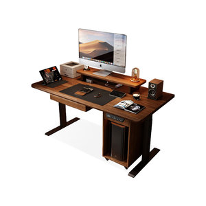 Walnut Solid Wood Rectangular Height <b>Adjustable</b> Standing <b>Desk</b> for Executive <b>Office</b> and Home Study - Product Image 3