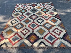 Kilim Wool Jute Area <b>Rug</b> Customized Color Geometric Pattern Traditional Indian Handwoven Washable Medium Pile Custom Size <b>Rug</b> - Product Image 3