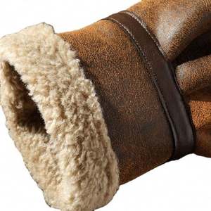 Chaqueta de Motociclista para Hombre, de Piel de Oveja Genuina, con Cuello Alto y Logotipo Frontal, Forro Grueso de Piel de Oveja - Product Image 5