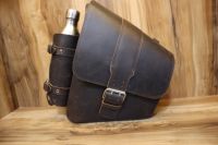 Tas Swingarm sepeda motor, kantung peralatan bagasi pit motor kulit asli tahan air dengan pegangan botol