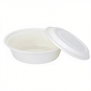 38 oz (1125ml) Biodegradable Cornstarch Disposable <b>Bowl</b> <b>with</b> <b>Lid</b> - Product Image 2