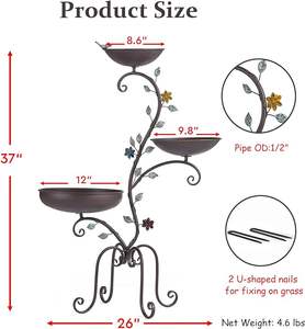 Antiguo jardín hierro enrejado pájaro baño y comedero para la decoración del jardín - Product Image 2