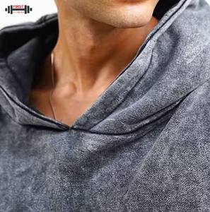 Chándal de lavado ácido con capucha de invierno para hombre, traje deportivo elegante de manga larga, forro polar de algodón 100%, ajuste cómodo - Product Image 3