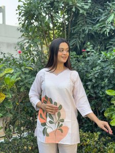 Femmes Smart imprimé fleuri décontracté doux blanc Coord ensemble Style occidental 100% coton deux pièces costume pour les vacances porter 2025 inde - Product Image 4