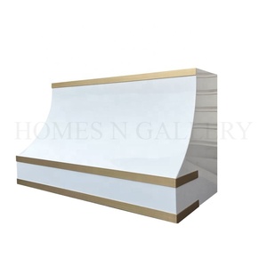 Housse de hotte de cuisine murale en acier inoxydable blanc personnalisée, finition antique - Product Image 3
