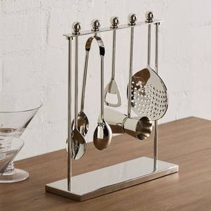 ชุดเครื่องมือบาร์สแตนเลสแบบมินิมอลพร้อมขาตั้ง อุปกรณ์ทำค็อกเทลระดับมืออาชีพ ทนทาน ทันสมัย สำหรับบาร์ในบ้าน - Product Image 3