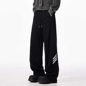 กางเกงสเวตเตอร์ผ้าฝ้ายลำลองสำหรับผู้ชายกางเกงสเวตเตอร์ผ้าคอตตอนสำหรับ100% เอวกลางขากว้างแบบกำหนดเองได้ - Product Image 1