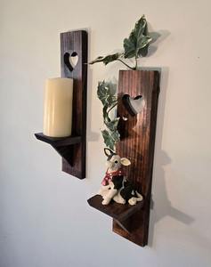 Modern Wooden <b>Candle</b> <b>Sconces</b> Sleek Minimalist Stylish Wall Mounted Design Contemporary Elegant Interior Accent - Product Image 1