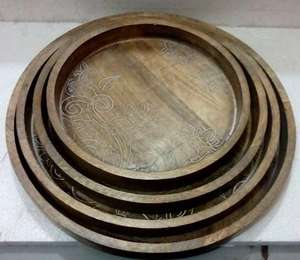 Plateau de service traditionnel en bois fait à la main avec poignées Plateau de service décoratif moderne pour le service de thé/café de mariage et de fête - Product Image 5