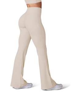 Pantalon évasé taille haute pour femmes Offre Spéciale pantalon de Yoga de sport Slim Fitness couleur unie pantalon évasé de Yoga à jambes larges - Product Image 6