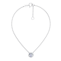 Collier Solitaire Élégant pour Femme en Argent 925, Diamant de Laboratoire de Luxe 0,534 Carats, 5,0 mm, Plaqué Rhodium Anti-ternissement, 42+3cm VS
