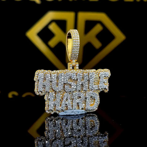 Pendentif Hip Hop personnalisé avec lettre, Pendentif lettre, Pendentif Hip Hop pour homme avec lettre en moissanite, Bijoux Hip Hop Ice Out, Pendentif bicolore - Product Image 3