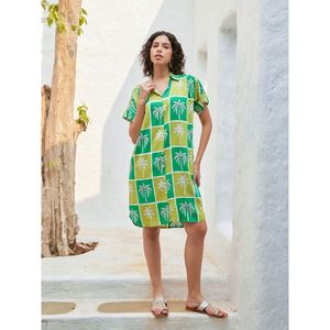Saucy Casual Shirt <b>Dress</b> with <b>Tropical</b> Print and Stand Collar - Product Image 6