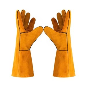 Gants de soudage en cuir de vachette à deux couches de taille XL directe d'usine longs gants de soudage épaissis doublés de polaire ignifuge - Product Image 2