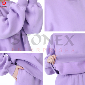 2023 vente chaude femmes surdimensionné goutte-épaule survêtement Logo personnalisé solide motif usine bas prix Unique pour les filles hiver - Product Image 6