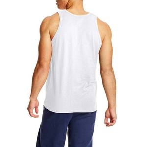 Men's Custom Logo Knitted Sports Tank <b>Tops</b> Breathable Quick Dry Cotton Polyester <b>White</b> Gym O-Neck Sleeveless Design <b>High</b> Street - Product Image 2