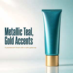 <span class=keywords><strong>Tubo</strong></span> Cosmetico Metallizzato Teal con Tappo Dorato, <span class=keywords><strong>Tubo</strong></span> in Plastica Perlato, Stampa Logo Personalizzata, Confezione OEM per Prodotti Skincare - Product Image 5