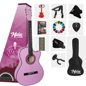 Guitare classique Midex CG-39PU 39 pouces 4/4, table en épicéa, touche en palissandre indien, finition brillante, tige de tension réglable - Product Image 1