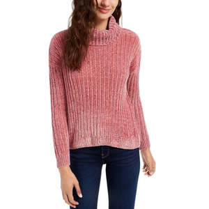 Maglione a Collo Alto in Ciniglia Rosa Brillante per Bambina Hippie Rose, Traspirante e alla Moda, Stampa Leopardata, Taglia Media per Autunno Inverno - Product Image 1