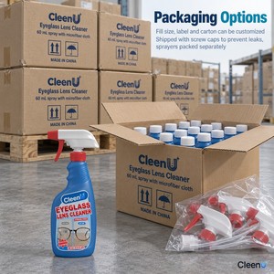 Spray detergente per lenti da 60ml con panno in microfibra, soluzione detergente per lenti senza ammoniaca per occhiali da vista e da sole, OEM Private Label - Product Image 5