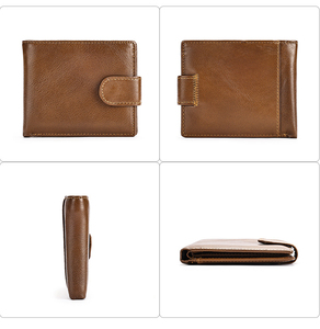 Portefeuille en cuir véritable vintage rétro pour homme avec logo personnalisé, RFID durable, doublure en polyester pour un usage quotidien - Product Image 4