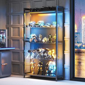 Estantería LED para Sala de Juegos, Ideal para Figuras de Acción y Coleccionables, Estantería Metálica Alta <span class=keywords><strong>con</strong></span> Estantes de Vidrio - Product Image 1