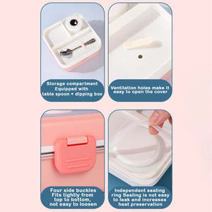 Lonchera Japonesa con Forma de Oso de Carnaval, Contenedor de Acero Inoxidable para Almuerzo, Compartimento Único, Tapa de Plástico Libre de BPA, Baja Preservación - Product Image 3