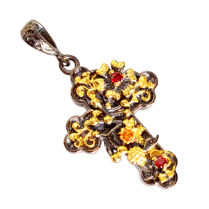 จี้พลอยโกเมนธรรมชาติและซิทรีนหินประจำเดือนปีเกิดดีไซน์ใหม่ใน925วัสดุสเตอร์ลิงจี้เครื่องประดับสร้อยคอ - Product Image 1